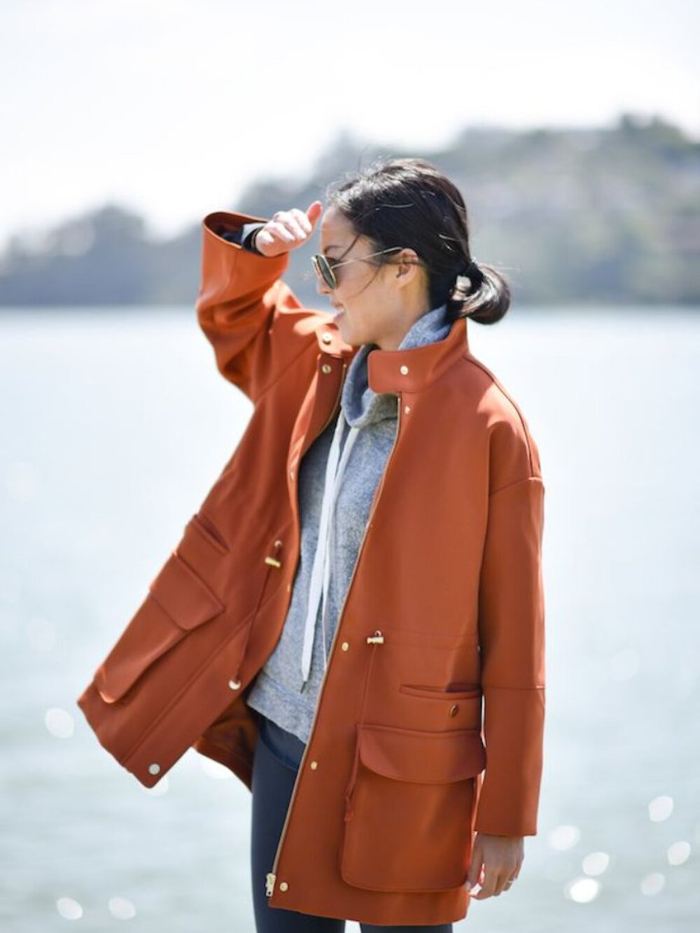 H&M Burnt Orange Scuba Parka Jacket Size 6